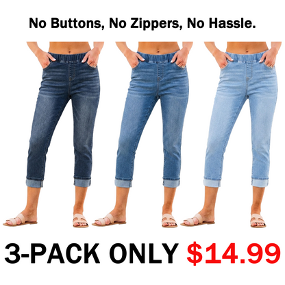 🔥90% OFF ONLY TODAY🔥Women's High-Waist Stretch Denim Capri Jeggings