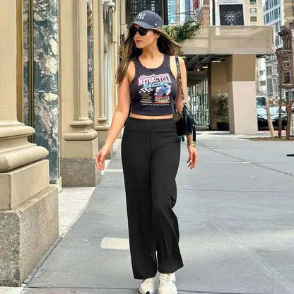 Women’s High-Waist Wide Leg Pants – Business Casual Yoga Dress Pants with Pockets